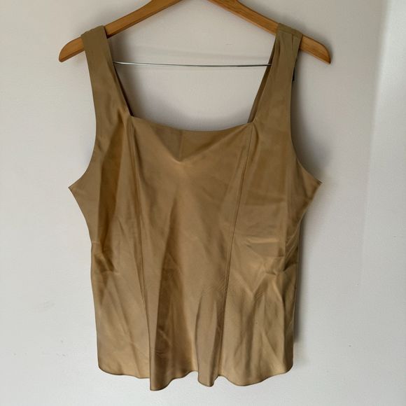 Vintage Silk Square Neck Champagne Tank Top - Picture 1 of 9